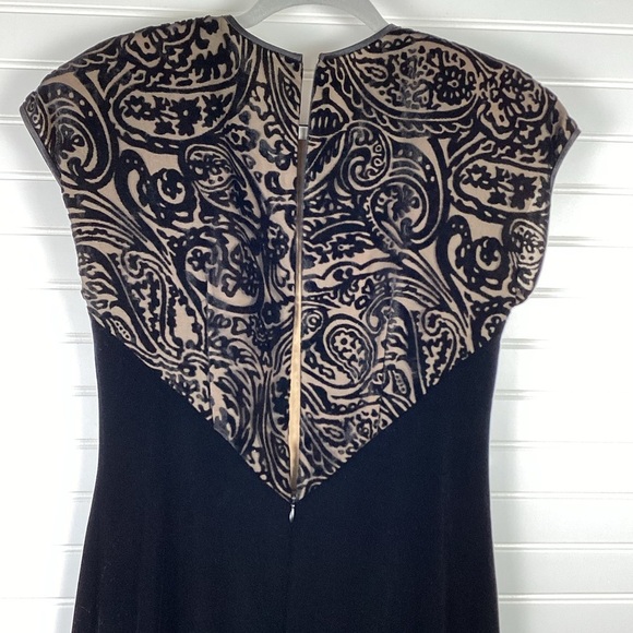 Vintage Velvet And Lace Black Midi Aline Dress Size Medium - Picture 7 of 11